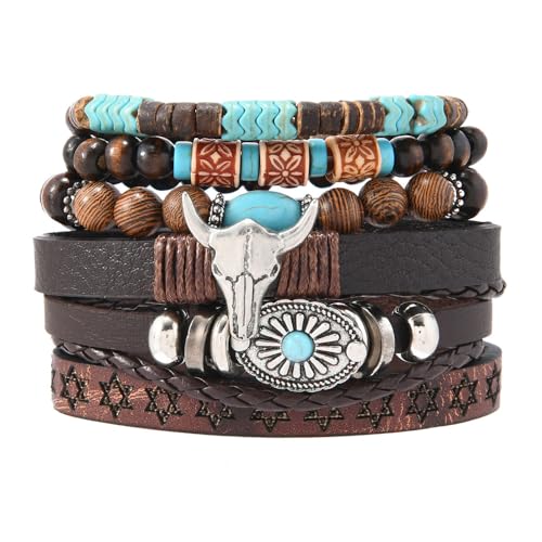 Western Turquoise Beaded Bracelet Stack - Vintage Cowgirl Stretch Set with Bull Skull, Feather & Boot Charms, Handmade Boho Jewelry for Rodeo, Country Concerts & Casual Western Outfits - style: Butterfly