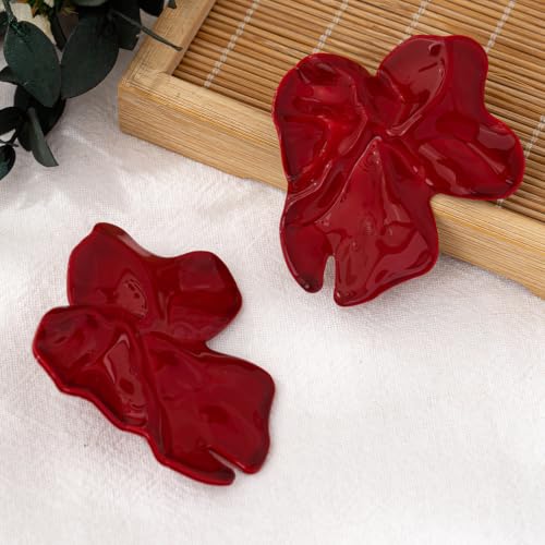 Statement Chunky Gold Large Silver Earrings for Women Trendy, Big Irregular Geometric Dainty Liquid Metal Stud Earrings Simple Prom Party Jewelry Gift - color: Red -Cute