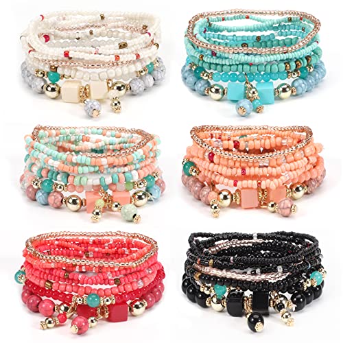 Bohemia Bracelets for Women Vintage Stackable Beads Bracelets Charm Stretch Beach Jewelry - color: Color 43