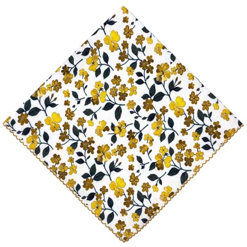 21x21 inches 100% Cotton Bandana for Women - Soft Square Scarf, Multi-Purpose Head Covering, Hair Bandana - color: P01-little Yellow Flower