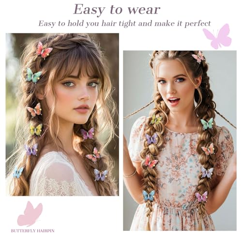 18Pcs Butterfly Hair Clips Crystal Moving Rainbow Glitter Clips Fairy Accessories for Women Hair Accessories for Teens Colorful Hair Clips - color: Crystal