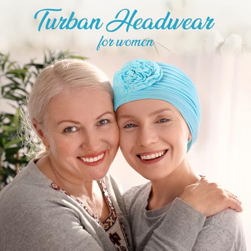 JenPen 4 Pcs Cotton Chemo Headwear for Women Turban Soft Cancer Head Scarf Hats Beanie Elastic Hair Wraps - color: Fresh Colors