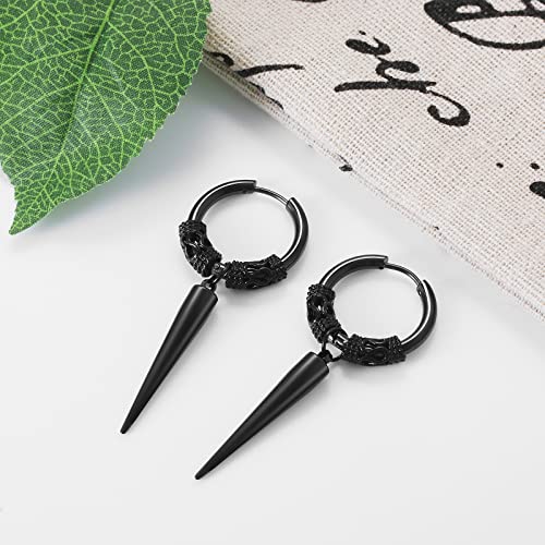Aroncent 12PCS Stainless Steel Fake Tapers Mens Earrings Illusion Tunnel Cheater Piercing Jewelry Set for Men Women - color: Feather