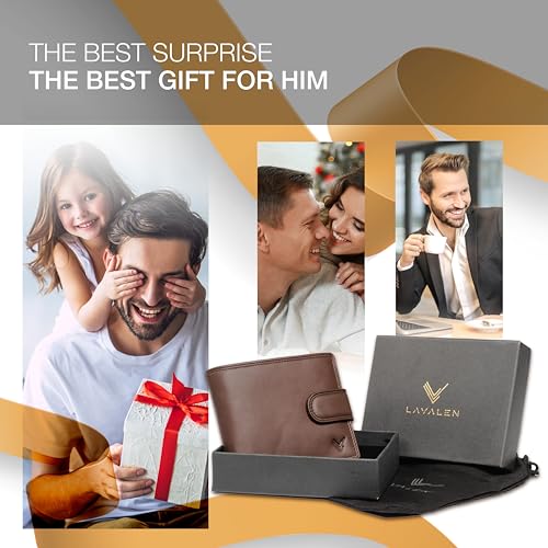 Soft Leather Wallet for Men - Mens Wallet Bifold with Zipper Coin Pocket - Holds Bills, Credit Cards, Coins - Carteras para Hombres Piel - Billeteras de Hombres Cuero Original - RFID Blocking - color: Brown