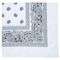 MDSTYLE 100% Cotton Bandana for Men & Women 22" x 22" Paisley Pattern Handkerchief Headband Scarf - color: White