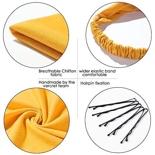 Vercret 6 Pack Hair Scarf Headband for Women Elastic Bandana Head Scarf Large Boho Triangle Kerchief with Clips Non Slip Scarves - color: J Spring Thunder
