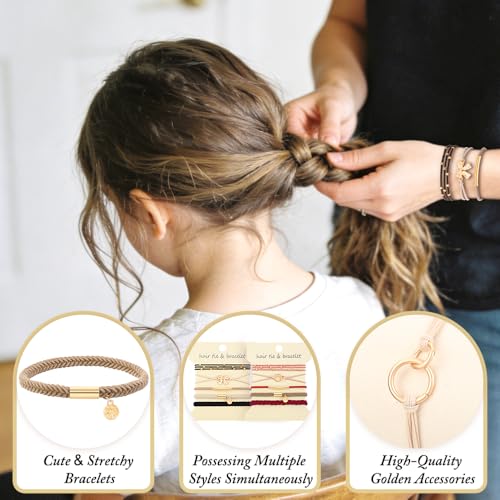 DIYDEC 10PCS Hair Ties Bracelet for Women 5 Styles Soft Braided Boho Hair Bands Elastic No Damage Hair Ties for Girls thick Thin Long Curly Hair Accessories(RED) - color: RED