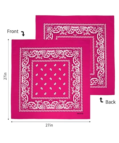 Bycc Bynn Large 27" x 27" 100% Cotton Bandanas - Set of 4 - color: Yellow+purple+pink+magenta