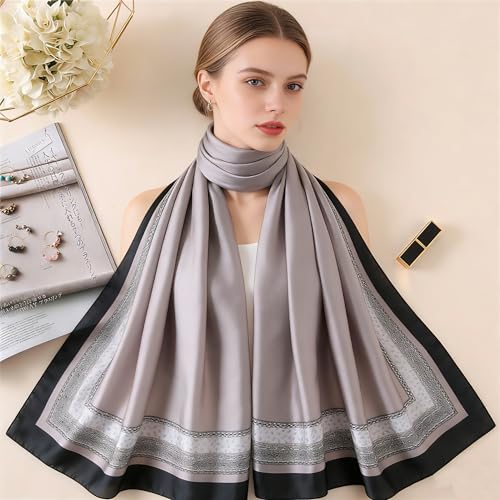Silk Scarf Mulberry Silk Fashion Scarves Long Lightweight Shawl Wrap … - color: W51