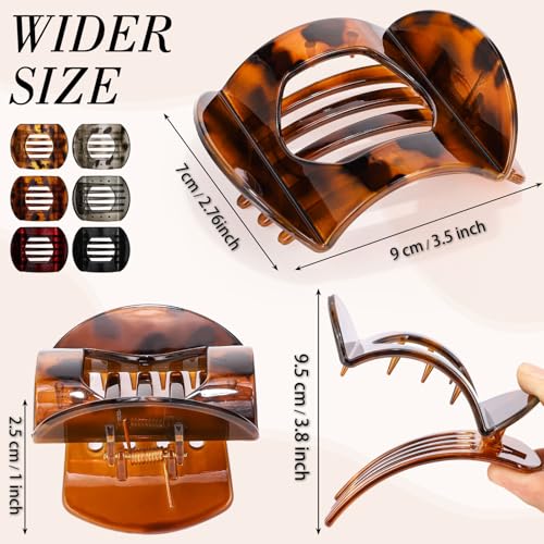 Obeoby 6 PCS Flat Hair Clips, Medium Flat Claw Clips French Hair Barrettes Accessories for Women Girls (Tortoiseshell) - color: Leopard