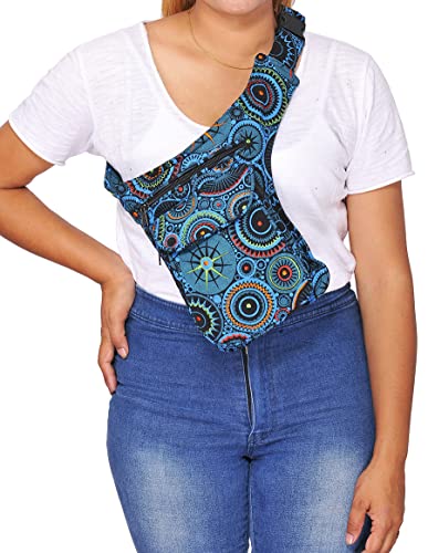 The Collection Royal Handmade Festival Waistpack Boho Hippie Waist Bag Hip Bum Running Belt Fanny Pack Travel Utility Belt (Black-Turq) - color: Black-Turq