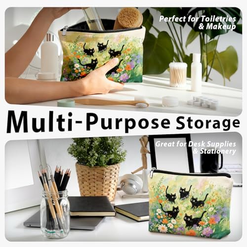 Cat Small Makeup Bag for Cat Lover Gift, Cute Kitty Cosmetic Zipper Travel Toiletry Bag for Daughters, Friends, Cats Girl & Women. Ideal Gifts For Travel, Birthdays, Graduation & Christmas - color: 02-Cat(06)