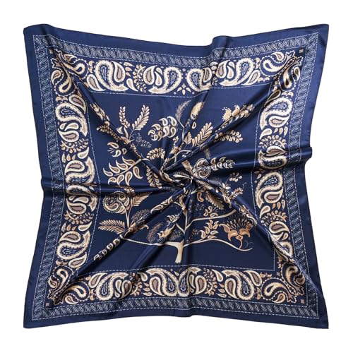 QIUTIMIY 35"x35" Like Silk Head Scarf for Women Satin Feel Large Square Scarf for Hair Wrapping and Sleeping Fashion Bandana - color: (90cm)square Scarf 2