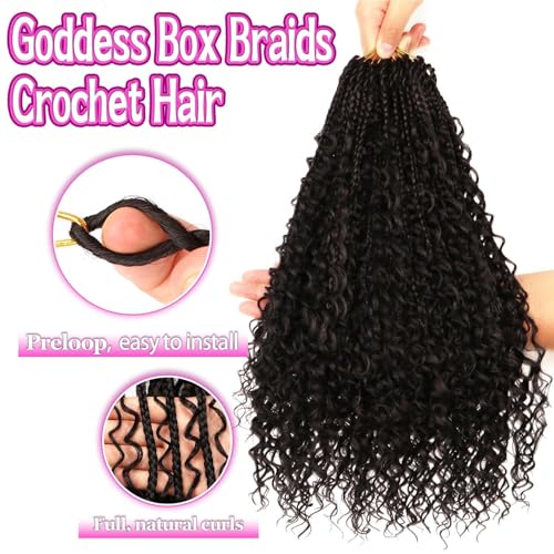 Goddess Boho Box Braids Crochet Hair-8 Packs 18 Inch Crochet Box Braids for Black Women Pre Looped (1B#, 18 Inch(Pack of 8)) - color: 1B#, size: 18 Inch (Pack of 8)