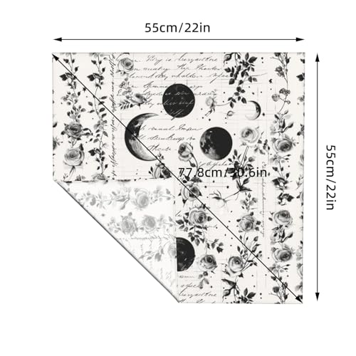 Head Scarf Hair Neck Scarves for Women Fashion Silk Satin Purse Bag Scarfs Handbags Bandana Neckerchief - color: Black White Goth Moon