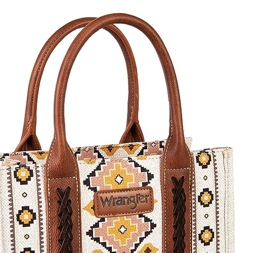Wrangler Tote Bag for Women Western Purse and Aztec Satchel Handbag - color: Angel White M