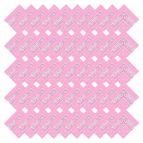50 Pcs Bandanas Bulk Large Bandana Headband Paisley Cowboy Bandana Scarf Handkerchief for Women Men - color: Pink