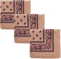 Motique Accessories Two Tone Paisley Bandana - Set of 3 - color: Tan
