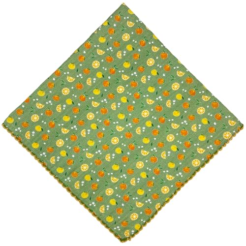 21x21 inches 100% Cotton Bandana for Women - Soft Square Scarf, Multi-Purpose Head Covering, Hair Bandana - color: P08-citruses on Green