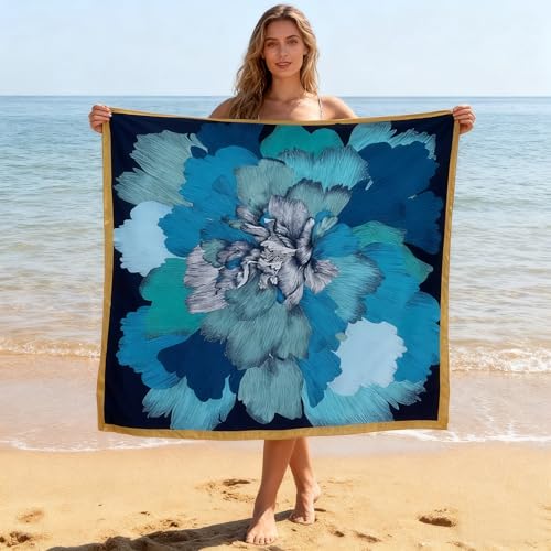 K-Elewon Large Square Scarf 43" Silk Scarf Fashion Scarves Silk Feeling Hair Wrapping Scarfs Night Sleeping Headscarf - color: Vb20