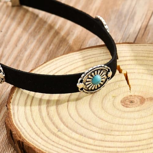 Boho Outfits for Women Boho Necklaces Country Concert Outfits Nashville Western Jewelry Choker Necklaces Long Leather Necklace Western Dress Jewelry Country Cowgirl Accessories Gifts - color: K8-Black