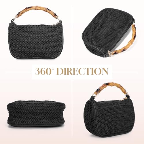 GOKTOW Straw Clutch Purses for Women Small Summer Handbag Woven Beach Hobo Tote Bags Vacation Crossbody Bag 2026 - color: Black