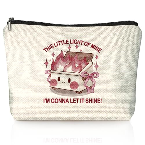 Cute Pink Bow Dumpster Fire Gifts Makeup Bag, Dumpster Bag,Dumpster Fire Cosmetic Bags for Women, Inspirational Positive Encouragement Gifts for Women Zipper Pouch - color: 01-dumpster fire(03)