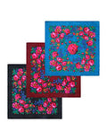 MJ SERECA Acrylic Bandana Printed Hair Scarf Square Ukrainian Head Scarf Floral Babushka Neck Scarf for Women 30"/42"/60" - color: 3 Pack-a 30"