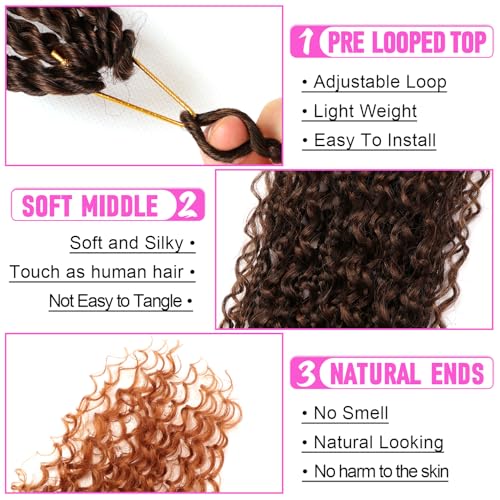 Goddess Boho Box Braids Crochet Hair-8 Packs 14 Inch Crochet Box Braids for Black Women Pre Looped (T30, 14 Inch (Pack of 8)) - color: T30, size: 14 Inch (Pack of 8)
