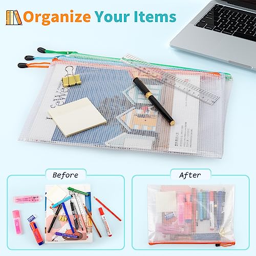 Umriox 24 Pack 12 Colors Zipper Pouches for Organizing, Letter Size, A4 Size, Zipper Bags for Puzzles & Board Game Storage, Office Supplies Travel Toiletries - style: A4-24P
