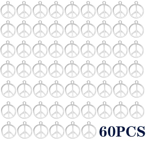 BronaGrand Sign Pendant Charms Alloy Peace Symbol Charms Peace Sign Beads Pendants Jewelry Charms Craft Supplies for DIY Necklace Bracelet Jewelry Making Accessory - color: Silver