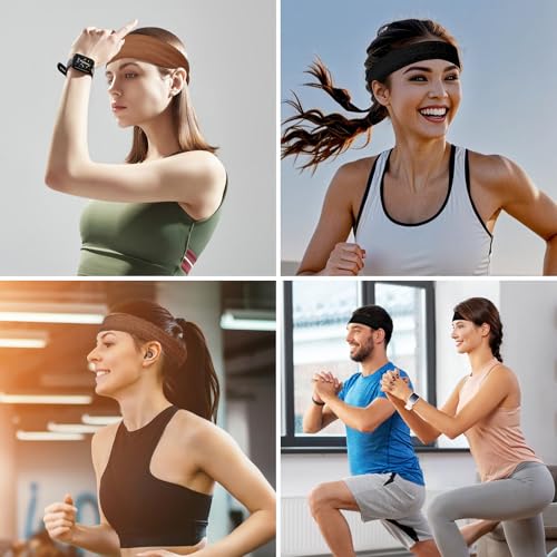 Workout Headbands Non Slip Headband Sport Headbands Sweatbands Elastic Sport Hair Bands for Sports Travel Indoor Fitness Gym - color: solid24