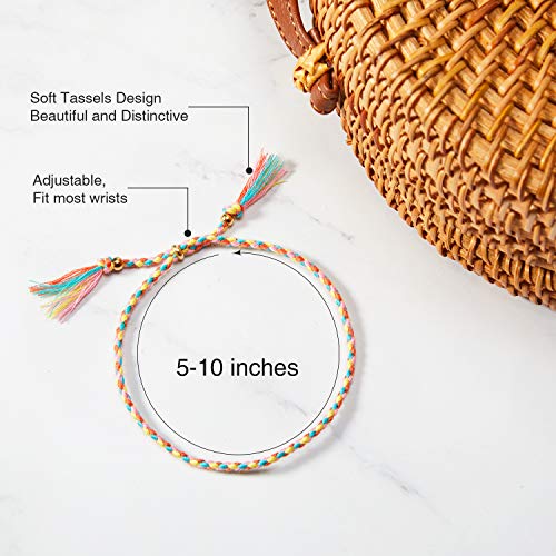Hicarer 28 Pieces Woven Wrap Friendship Bracelets Handmade Boho Braided Friendship Anklets Adjustable Colorful Beaded String Bracelet - size: 10 inches