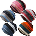 SATINIOR 5 Pieces Women's Slouchy Beanie Chemo Hat Stretch Cancer Head Wraps Sleep Head Scarf for Cancer Patient - color: Multicolor, style: Stripe Style