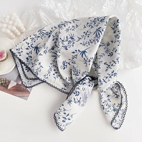 Cotton Bandana,Large Bandanas for Women,Head Coverings for Women,Head Scarf Handkerchief, Square Headband 27" x 27" - color: 27-09-foliage-white