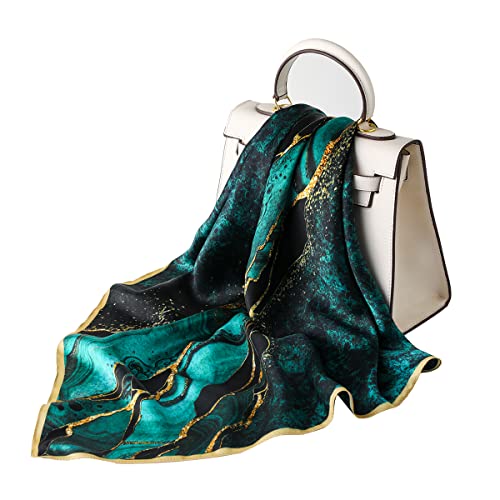 STARWHISPER 100% Pure Mulberry Silk Square Scarf-27''x27 Lightweight Hair Scarves Headscarf Night Sleeping with Gift Packed - color: Polar Lights