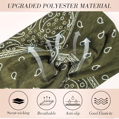 obeoby Boho Headbands for Hair Care, Non Slip Extra African Wide Hair Wrap Covering Thinning Hair Turban Headband for Boho Dresses - color: Bohemia