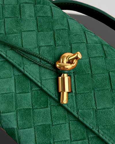 NEWBELLA Handwoven Women's Clutch Purse, Crossbody Bag with Adjustable Strap for Evening & Casual Use - color: Matted Green