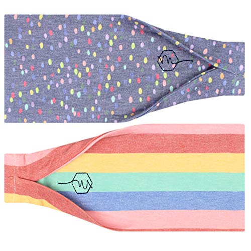 Maven Thread Wide Workout Headbands for Women – Non-Slip Sweatbands for Gym, Running & Yoga - color: Rainbow