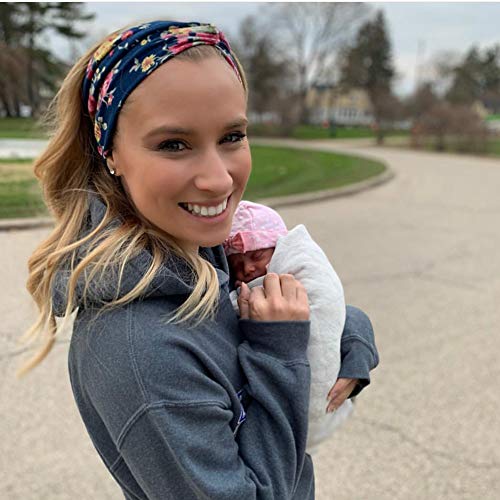 DRESHOW 6 Pack Boho Cotton Non-Slip Headbands for Women Girls Yoga Workout Running Knotted Turban Floral Elastic Head Wrap - color: 6 Pack Cross Flower Printed a