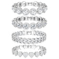 TEN MIRO Silver Plated Bracelets for Women,Silver Tennis Bracelets for Women Non Tarnish Heart Round Square Cuban Bracelet stack Layered Link Bracelet Set Fashion Jewelry for Women or Men
