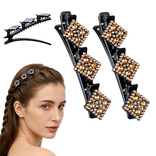 Sparkling Crystal Stone Braided Hair Clips, 2026 New Rhinestone Hair Clips Hair Braid Clips, Girls/Women Hair Accessories for Styling Sectioning (8#) - color: 8#