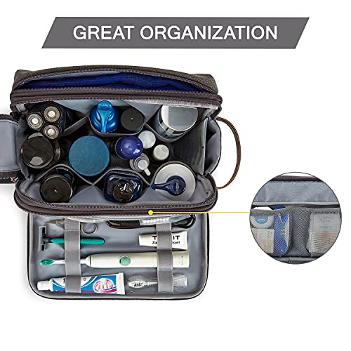 BAGSMART Toiletry Bag for Men, Canvas Travel Toiletry Organizer Dopp Kit Water-resistant Shaving Bag for Toiletries Accessories,Grey-Large - color: Grey, size: Large