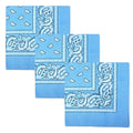 Motique Accessories Set of 3 Paisley Bandanas – 100% Cotton 22 Inch Head Scarf Neck Bandana Face Cover - color: Light Blue