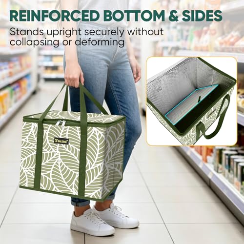 BALEINE 1Pk Insulated Reusable Grocery Bags, Foldable Shopping Bags for Groceries with Reinforced Bottom & Handles (Antique Foliage) - color: Antique Foliage, size: 1 Pack (Insulated)