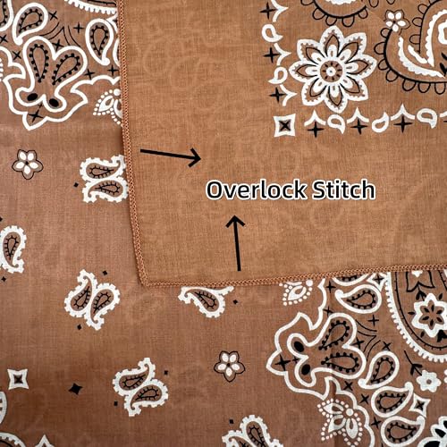 Bandana Single Pack Soft Thin 27 inch Cotton Paisley Extra Large Headwear - color: Mocha