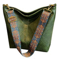 Hobo Bags for Women Crossbody Bag Guitar Strap Purse Vegan Leather Shoulder Handbags Boho Purses Tote Bucket Bag - color: Green