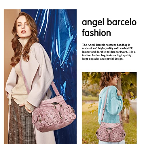 Angel Barcelo Purses for Women Large Shoulder Bag Soft Hobo Bags for Women - color: Dark Pink