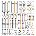 100PCS Piercing Kit Jewelry 14G 16G 20G Nose Rings Lip Studs Tongue Rings Stainless Steel Cartilage Earrings Tragus Eyebrow Industrial Barbell Belly Rings Body Piercing Kit Jewelry - color: Mixed-Color