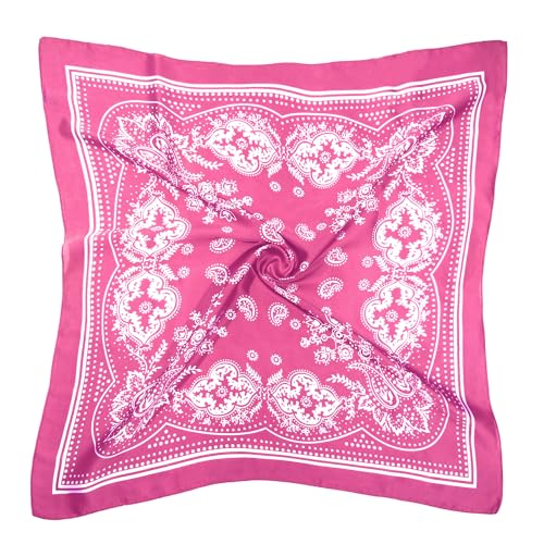 DOOBO Satin Head Scarf - 27.5 Inches Silk Bandana Hair Wrap Square Scarf for Women & Girls - color: Hot Pink